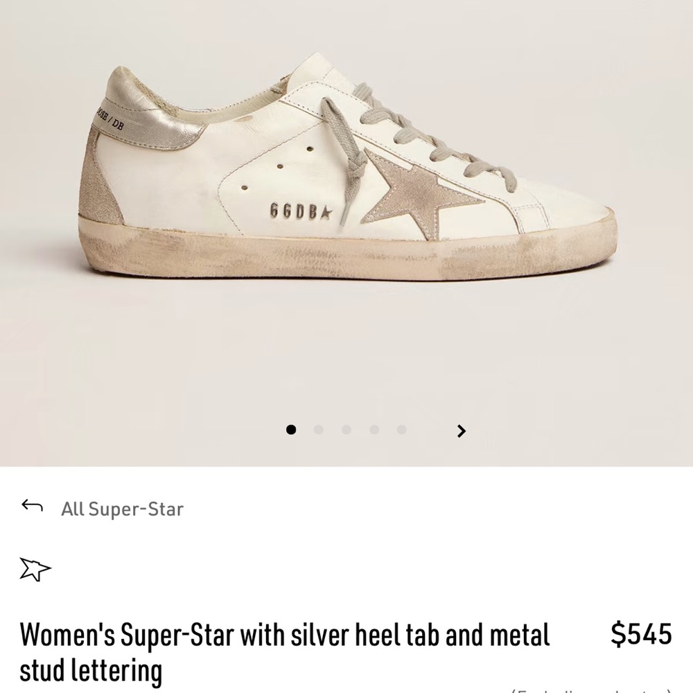 Golden goose Super-Star with silver heel tab and metal stud lettering size 41